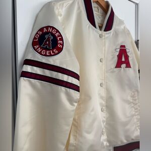 Angeles Angels City Connect Full-Snap Off White Varsity Satin Jacket